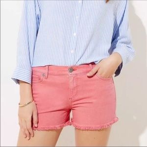 LOFT Frayed Hem Mid Rise Denim Shorts NWT